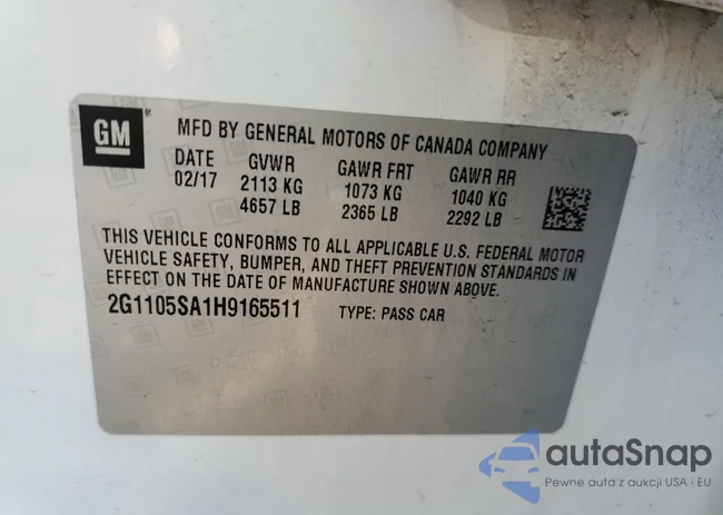 2G1105SA1H9165511: 39816384