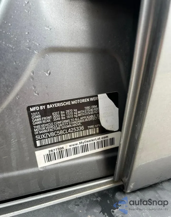 5UXZV8C58CL425336: 40407694