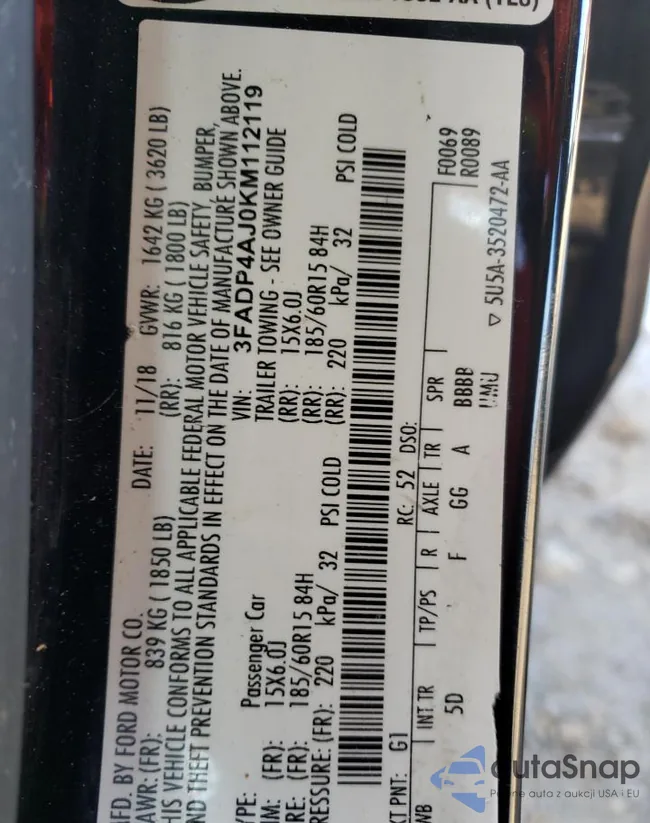 3FADP4AJ0KM112119: 82973463