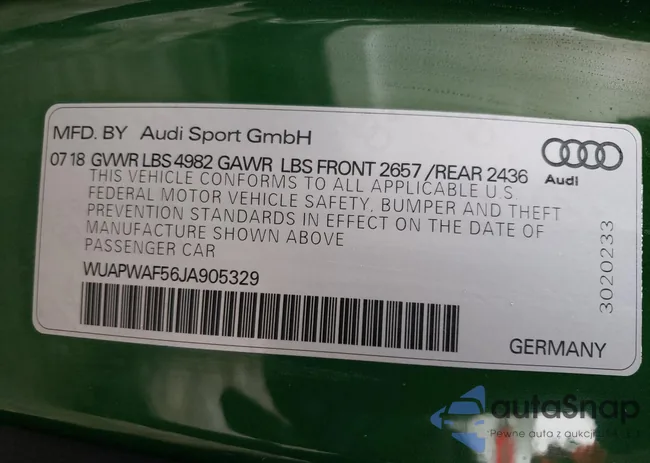 WUAPWAF56JA905329: 40069324