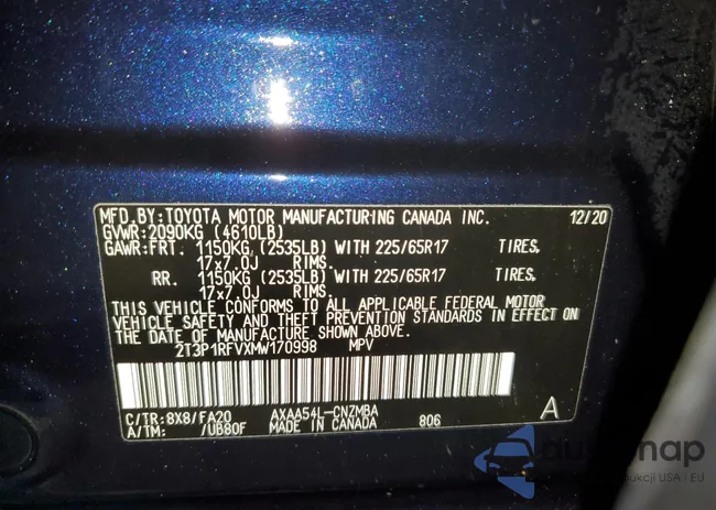 2T3P1RFVXMW170998: 43462934