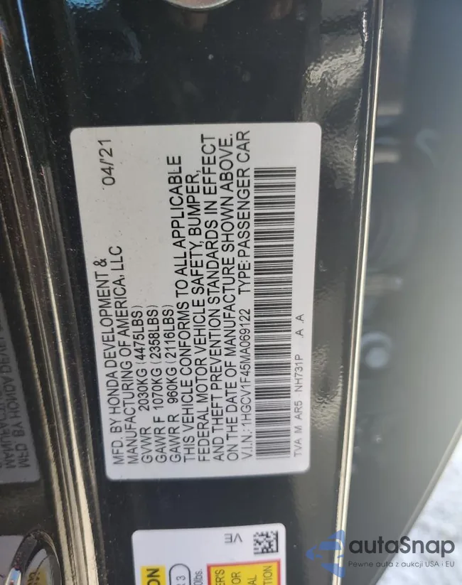 1HGCV1F45MA069122: 43045024