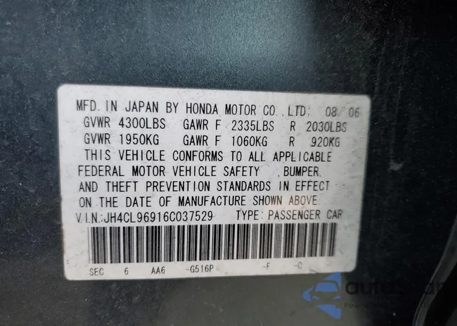 JH4CL96916C037529: 43616274