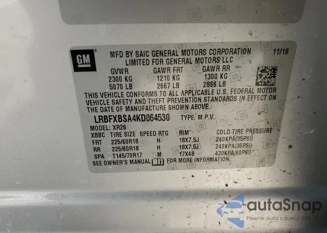 LRBFXBSA4KD064530: 43288334