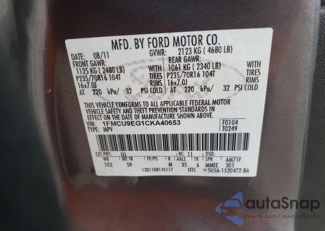 1FMCU9EG1CKA40653: 40618954