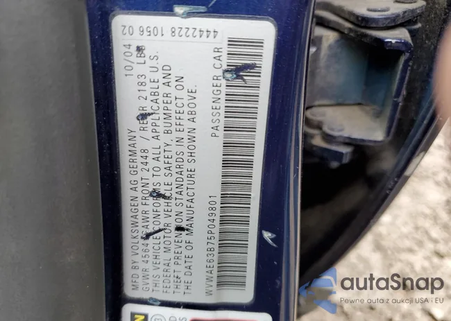 WVWAE63B75P049801: 42716804