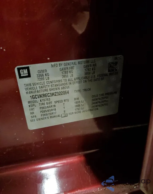 1GCVKREC3HZ322064: 45093844