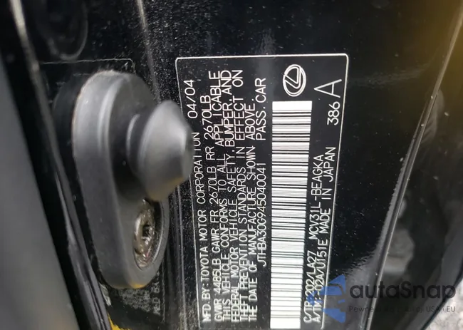 JTHBA30G945040041: 44131554