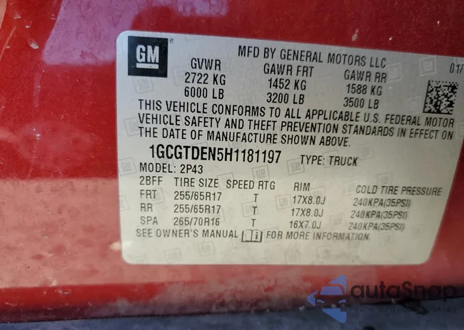 1GCGTDEN5H1181197: 41105414