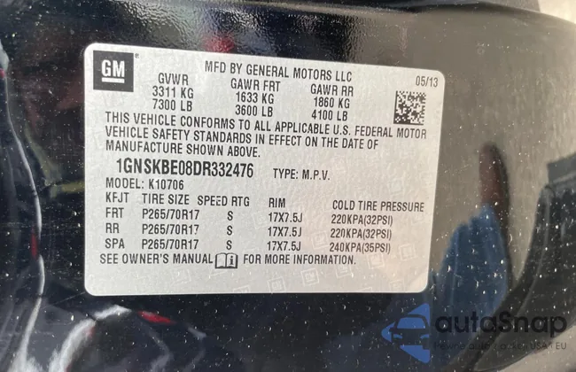 1GNSKBE08DR332476: 47338484