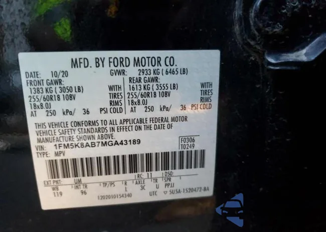 1FM5K8AB7MGA43189: 47236524