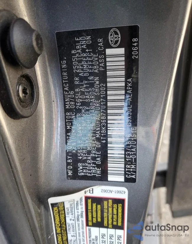 4T1BK36B77U171002: 45868034