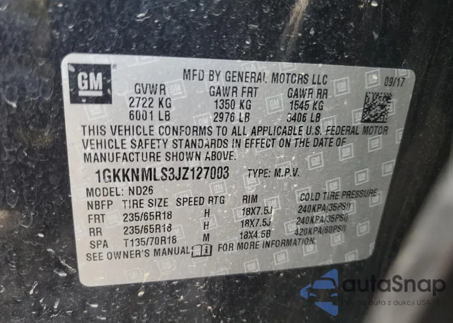 1GKKNMLS3JZ127003: 46633284