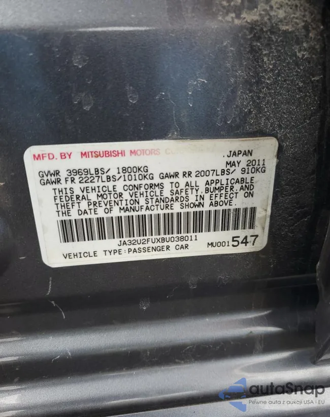 JA32U2FUXBU038011: 47018394