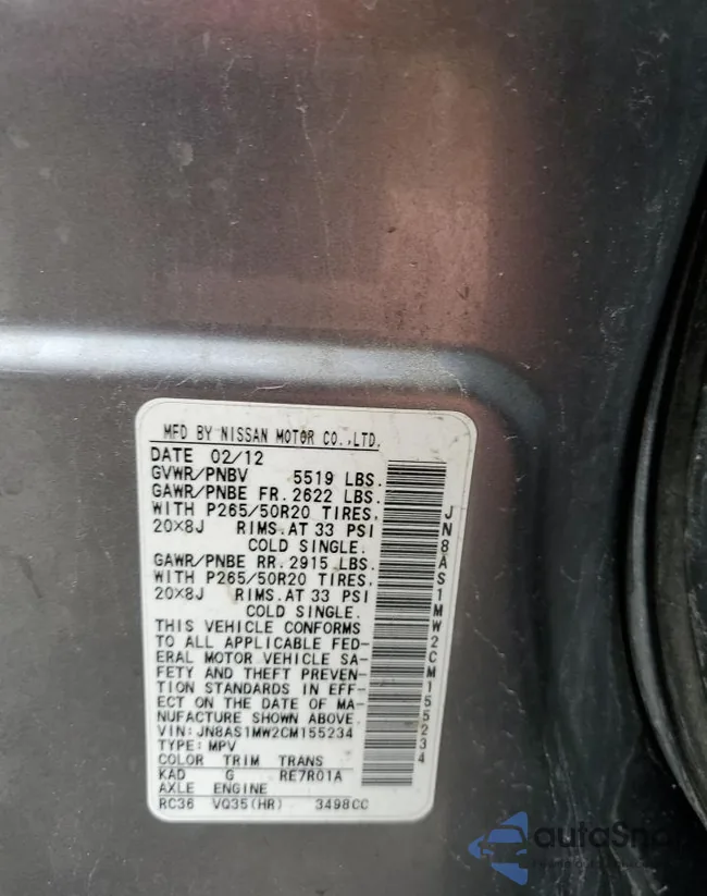 JN8AS1MW2CM155234: 45217874