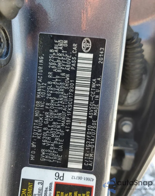 4T1BF1FK9CU179301: 49086544