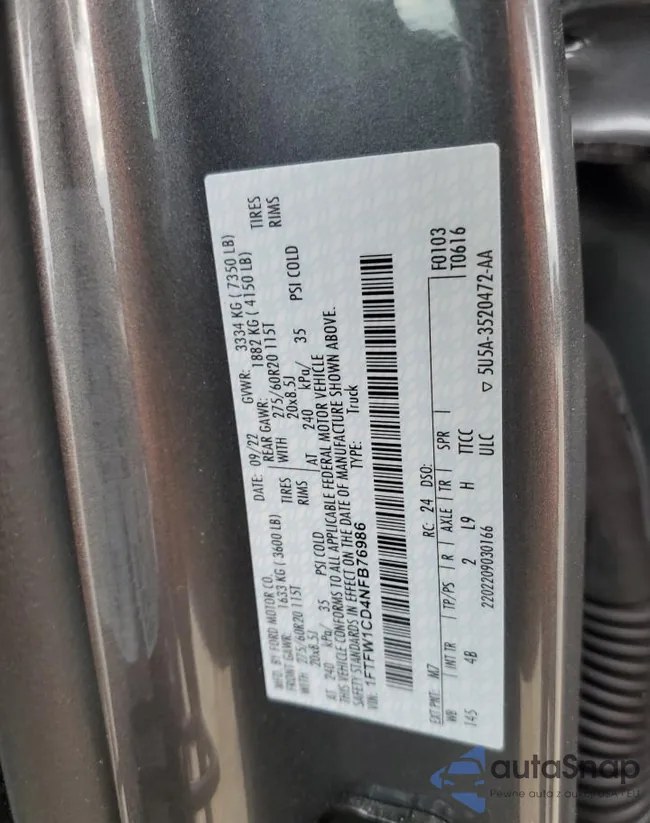 1FTFW1CD4NFB76986: 47162594