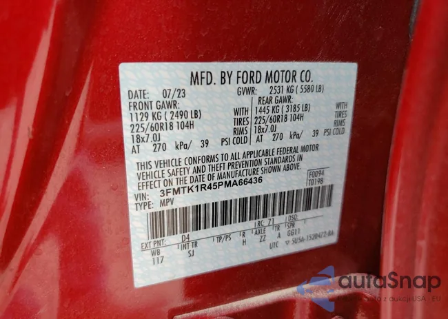 3FMTK1R45PMA66436: 46078484