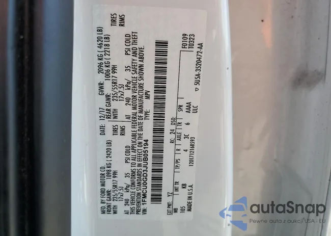 1FMCU0GD3JUB05194: 45203624