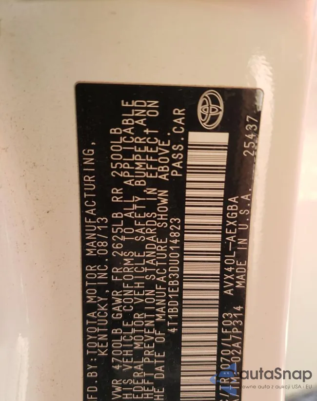 4T1BD1EB3DU014823: 47017844