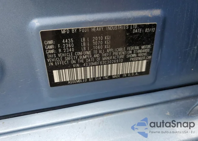 4S3BMBF63C3026910: 49141854