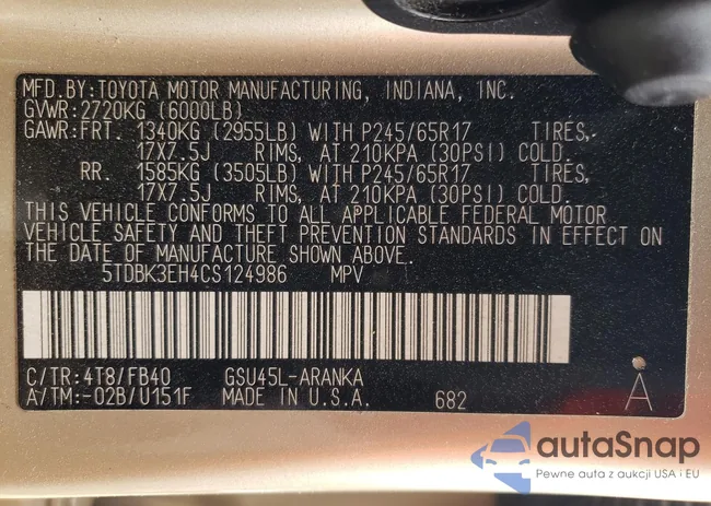 5TDBK3EH4CS124986: 51104714