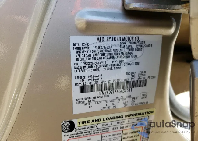 1FMZK02166GA37511: 49581034