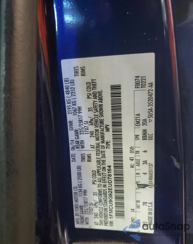 1FMCU9G92EUD78164: 52722434