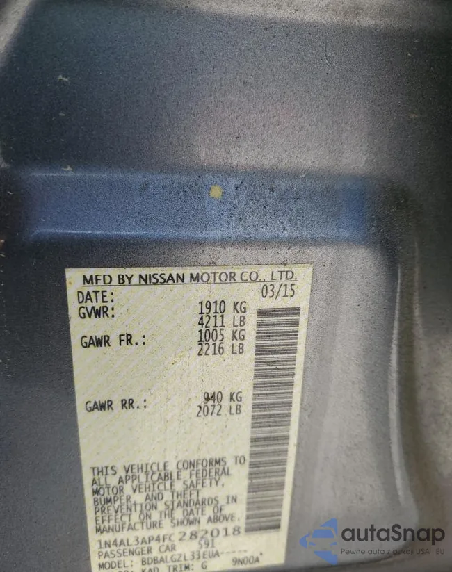 1N4AL3AP4FC282018: 52110154