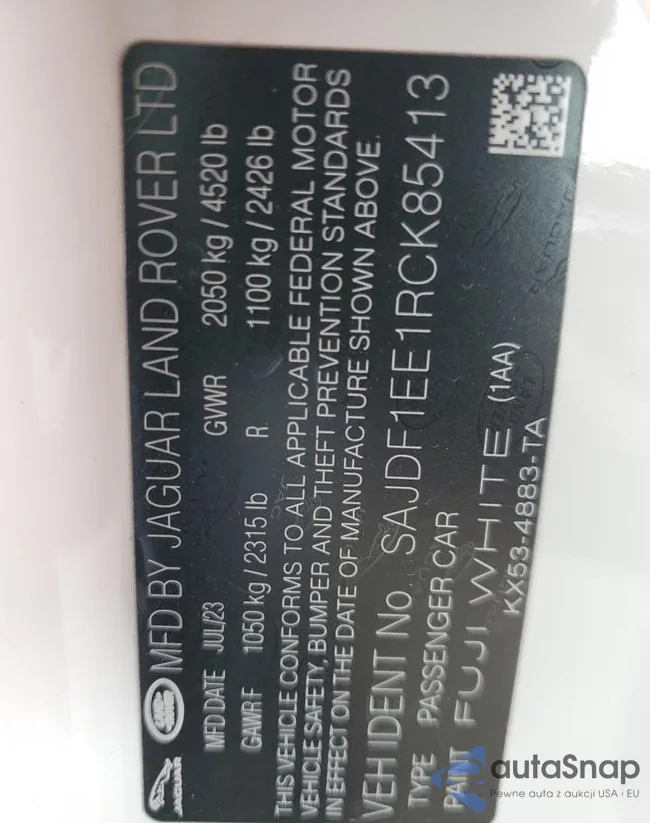 SAJDF1EE1RCK85413: 52605124