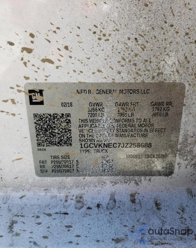 1GCVKNEC7JZ258688: 50478484