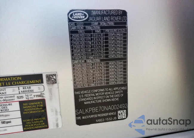 SALKPBE70NA002492: 50229344