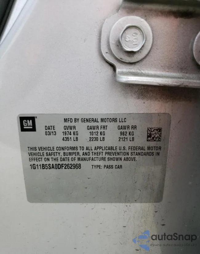 1G11B5SA0DF262968: 53050714