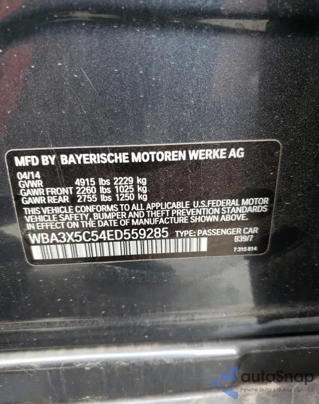 WBA3X5C54ED559285: 54282904