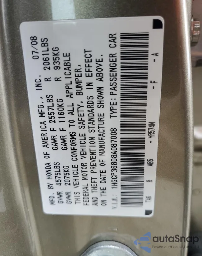 1HGCP36808A087008: 53655504