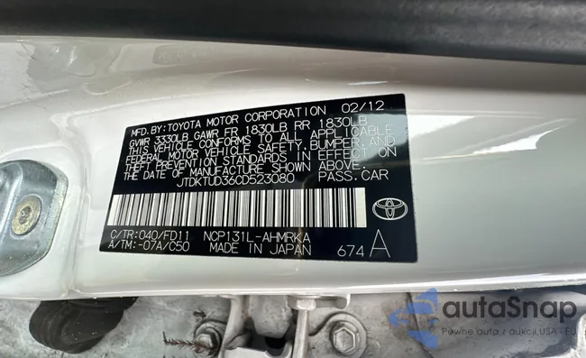 JTDKTUD36CD523080: 55363284