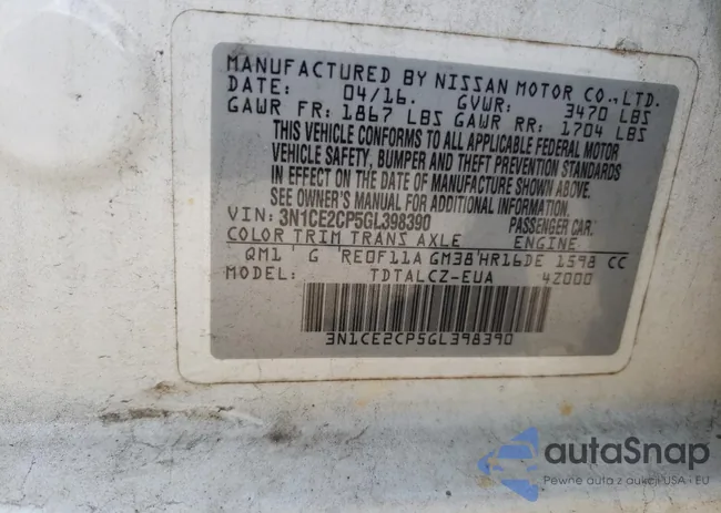 3N1CE2CP5GL398390: 53242444