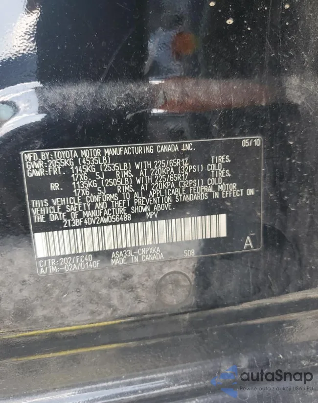 2T3BF4DV2AW056488: 55007944