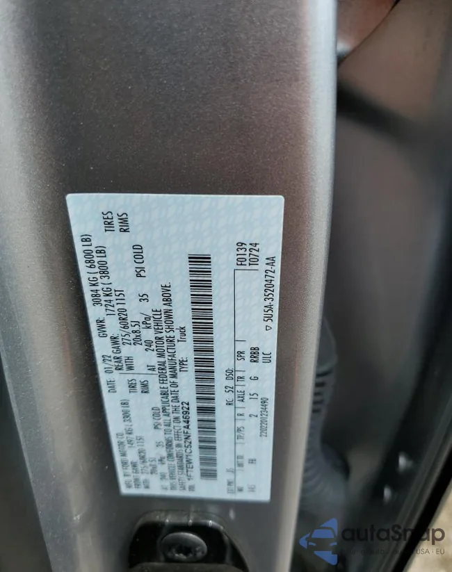 1FTEW1C52NFA46922: 56886994