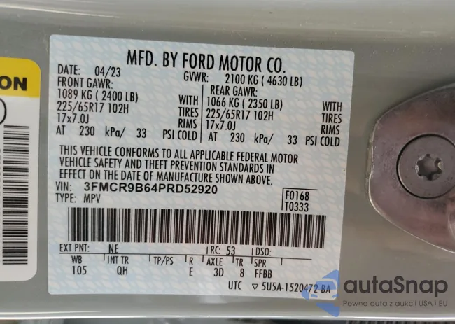 3FMCR9B64PRD52920: 56457284