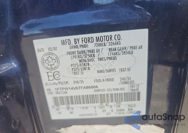 1FTPW14V67FA86866: 57167384