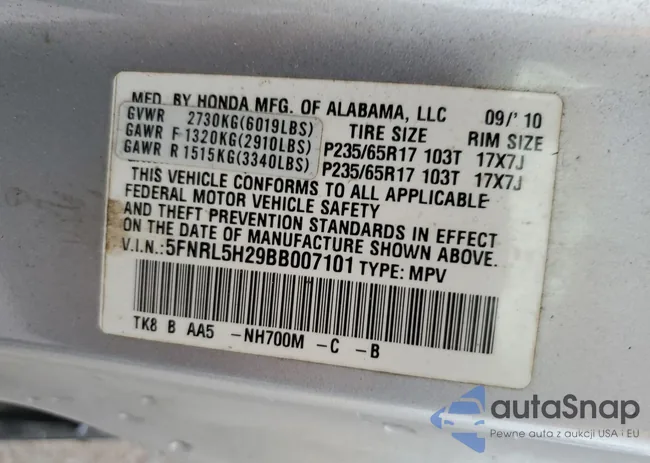 5FNRL5H29BB007101: 56507264