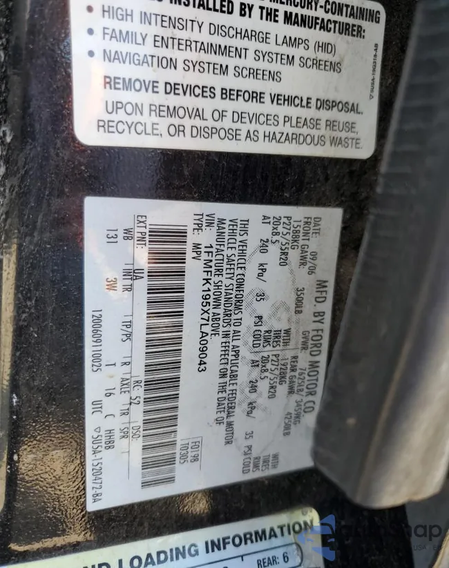 1FMFK195X7LA09043: 57667334