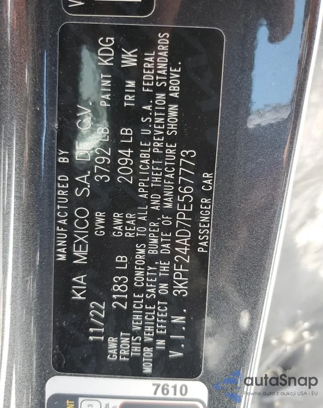 3KPF24AD7PE567773: 61142104