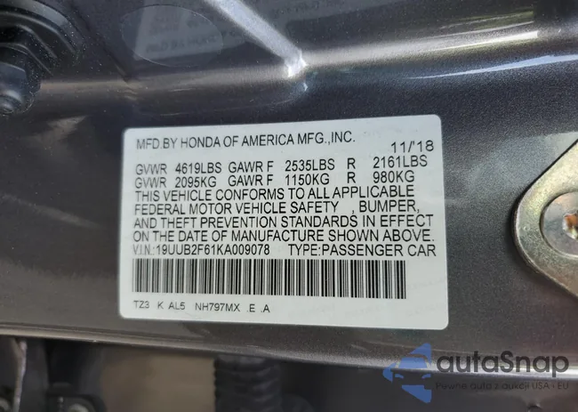 19UUB2F61KA009078: 60062424