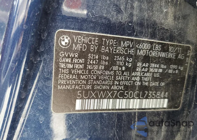 5UXWX7C50CL735844: 57890844