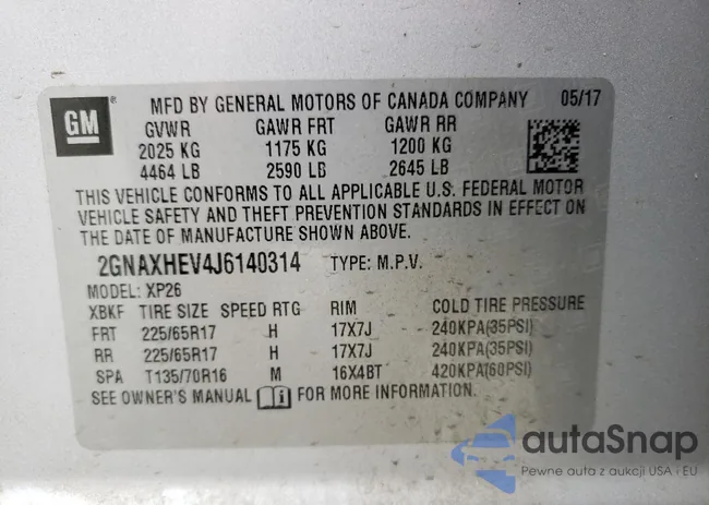 2GNAXHEV4J6140314: 61124393