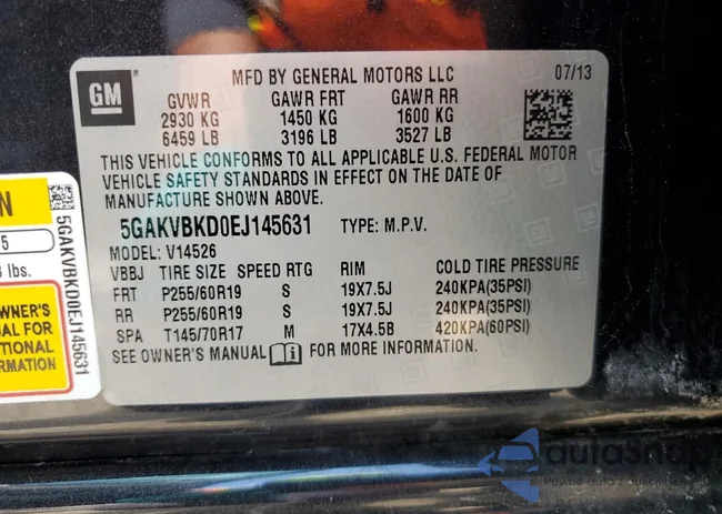 5GAKVBKD0EJ145631: 61141303