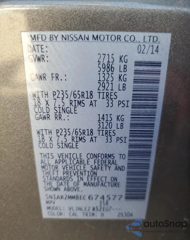 5N1AR2MM8EC674577: 61655564