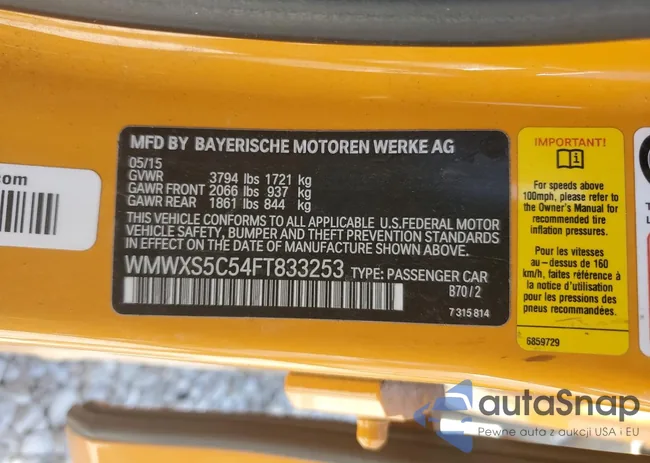 WMWXS5C54FT833253: 64563923